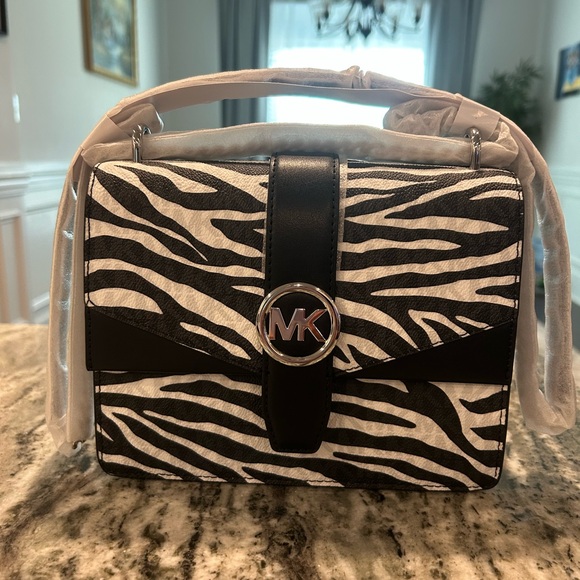 Michael Kors Black and White Zebra Crossbody Bag - Picture 1 of 10